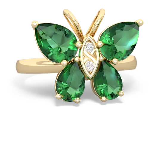 lab emerald-lab emerald butterfly ring