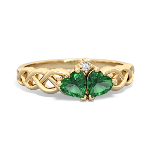 Lab Emerald Lab Created Emerald with Lab Created Emerald Heart to Heart Braid ring Ring