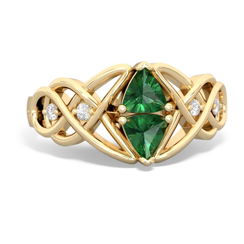 Lab Emerald Lab Created Emerald with Lab Created Emerald Keepsake Celtic Knot ring Ring