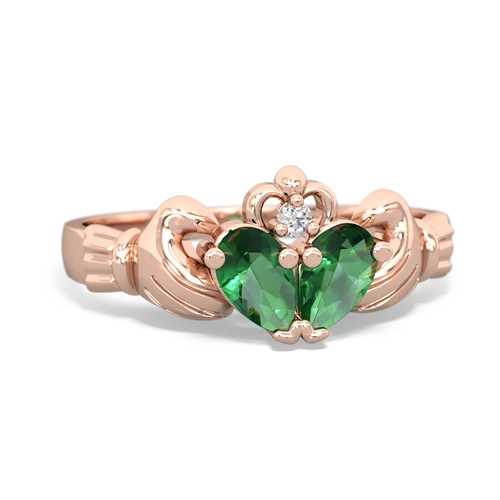 Lab Emerald Lab Created Emerald with Lab Created Emerald Claddagh ring Ring