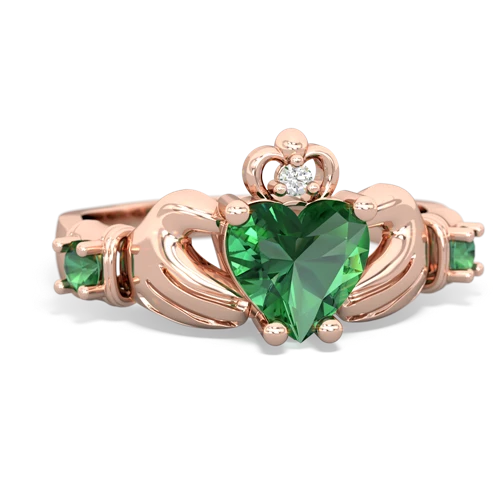 Lab Emerald Lab Created Emerald with Lab Created Emerald and Genuine Fire Opal Claddagh ring Ring