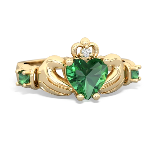 Lab Emerald Lab Created Emerald with Lab Created Emerald and  Claddagh ring Ring