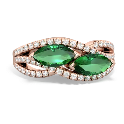 Lab Emerald Lab Created Emerald with Lab Created Emerald Diamond Rivers ring Ring