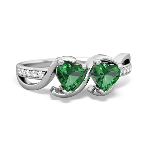 Lab Emerald Lab Created Emerald with Lab Created Emerald Side by Side ring Ring