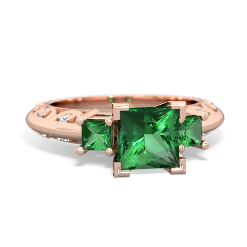 Lab Emerald Lab Created Emerald with Lab Created Emerald and  Art Deco ring Ring