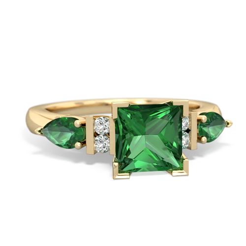 Lab Emerald Lab Created Emerald with Lab Created Emerald and Genuine Fire Opal Engagement ring Ring