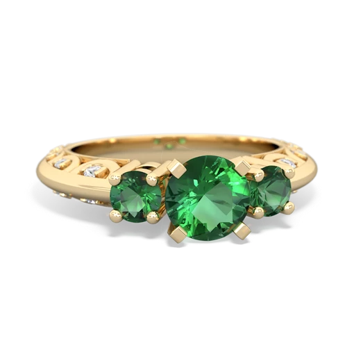 Lab Emerald Lab Created Emerald with Lab Created Emerald Art Deco ring Ring
