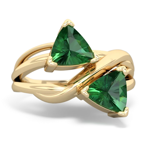 Lab Emerald Lab Created Emerald with Lab Created Emerald Split Band Swirl ring Ring