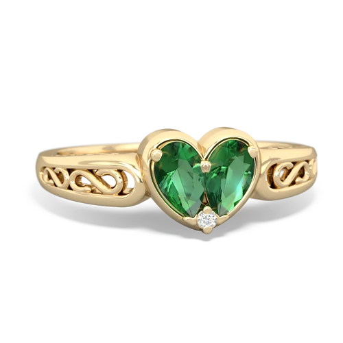 Lab Emerald Lab Created Emerald with Lab Created Emerald filligree Heart ring Ring