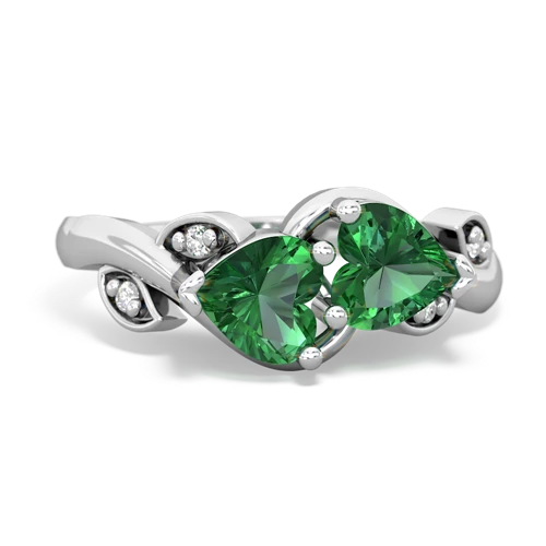 Lab Emerald Lab Created Emerald with Lab Created Emerald Floral Elegance ring Ring