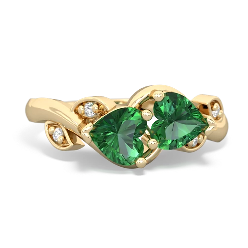 Lab Emerald Lab Created Emerald with Lab Created Emerald Floral Elegance ring Ring