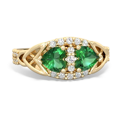 Lab Emerald Lab Created Emerald with Lab Created Emerald Celtic Knot Engagement ring Ring