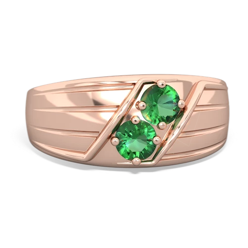 Lab Emerald Lab Created Emerald with Lab Created Emerald Art Deco Men's ring Ring