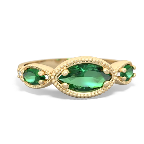 lab emerald-amethyst milgrain marquise ring