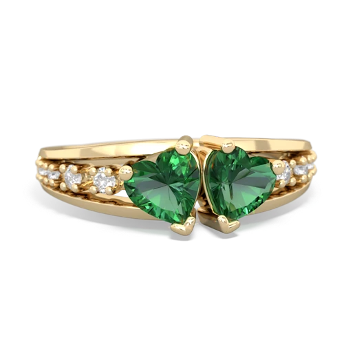 Lab Emerald Lab Created Emerald with Lab Created Emerald Heart to Heart ring Ring