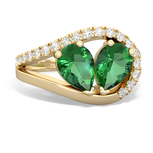 Lab Emerald Lab Created Emerald with Lab Created Emerald Nestled Heart Keepsake ring Ring