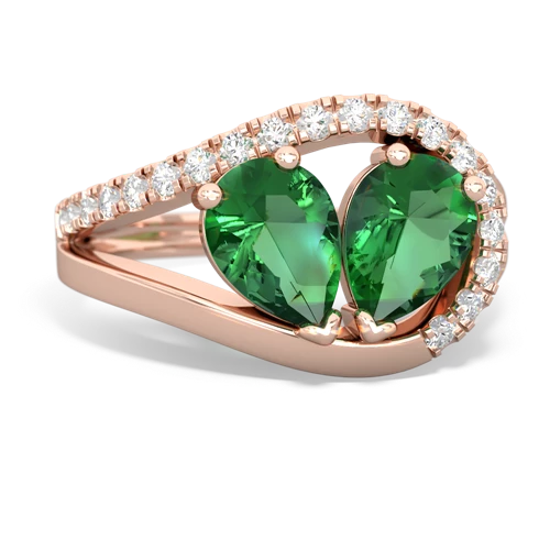 lab emerald-lab emerald pave heart ring