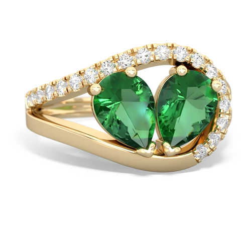 lab emerald-lab emerald pave heart ring