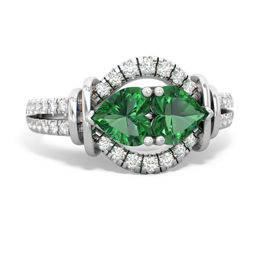 Lab Emerald Lab Created Emerald with Lab Created Emerald Art-Deco Keepsake ring Ring