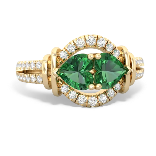 Lab Emerald Lab Created Emerald with Lab Created Emerald Art-Deco Keepsake ring Ring