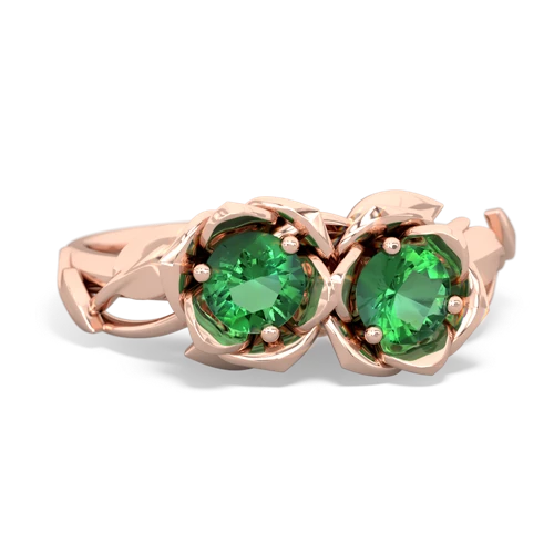 Lab Emerald Lab Created Emerald with Lab Created Emerald Rose Garden ring Ring