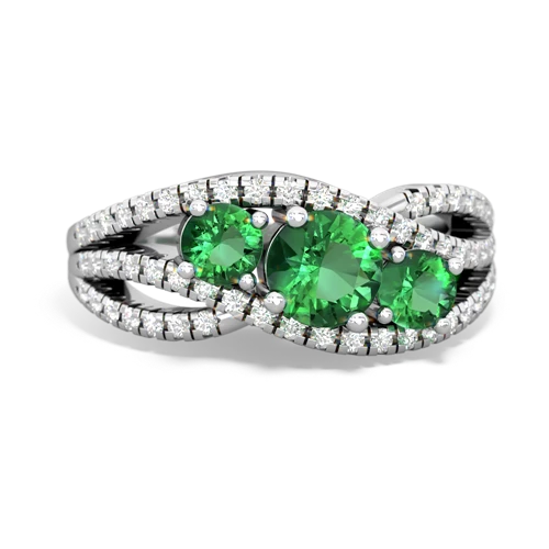 emerald-smoky quartz three stone pave ring