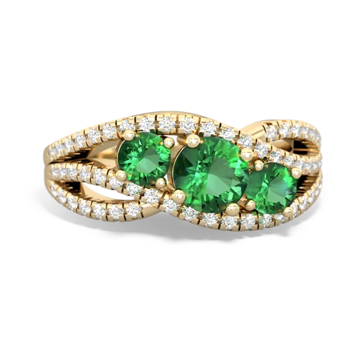 pink opal-sapphire three stone pave ring