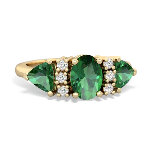 Lab Emerald Lab Created Emerald with Lab Created Emerald and  Antique Style Three Stone ring Ring