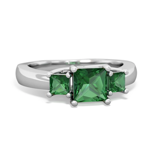 Lab Emerald Lab Created Emerald with Lab Created Emerald and  Three Stone Trellis ring Ring