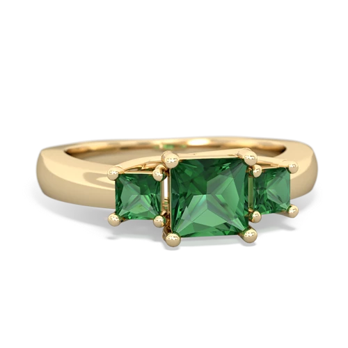 Lab Emerald Lab Created Emerald with Lab Created Emerald and  Three Stone Trellis ring Ring