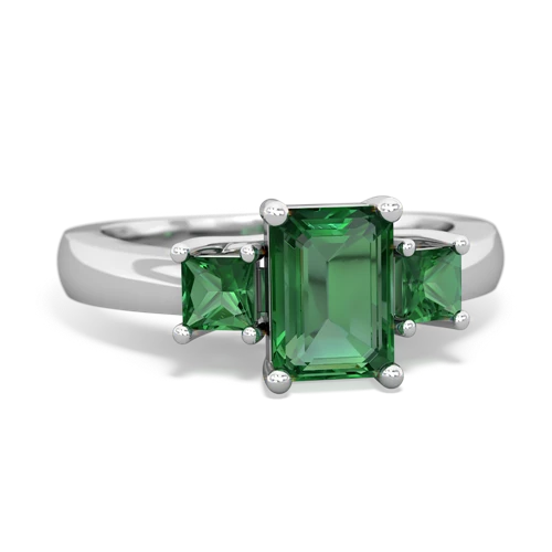 white topaz-lab emerald timeless ring