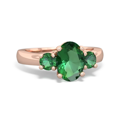 Lab Emerald Lab Created Emerald with Lab Created Emerald Three Stone Trellis ring Ring