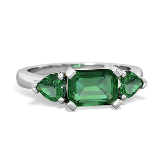Lab Emerald Lab Created Emerald with Lab Created Emerald and Genuine Tanzanite Three Stone ring Ring