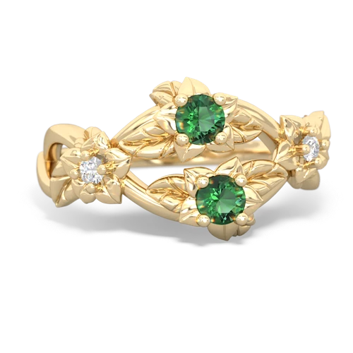 Lab Emerald Lab Created Emerald with Lab Created Emerald Sparkling Bouquet ring Ring