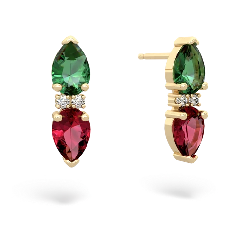 lab emerald-lab ruby bowtie earrings