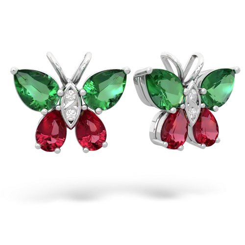 lab emerald-lab ruby butterfly earrings
