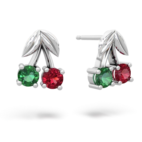 lab emerald-lab ruby cherries earrings