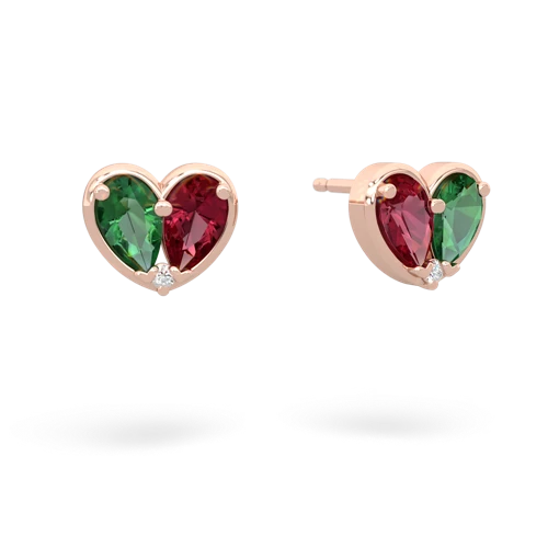 lab emerald-lab ruby one heart earrings