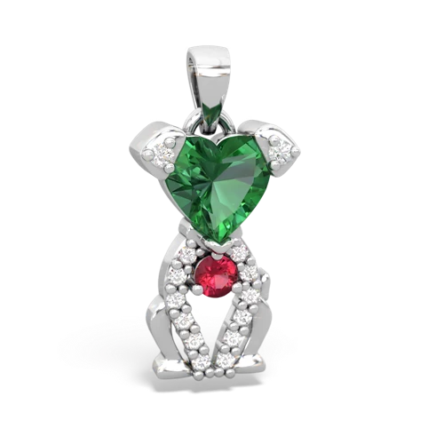 Lab Emerald Lab Created Emerald with Lab Created Ruby Puppy Love pendant Pendant