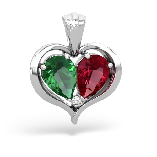 Lab Emerald Lab Created Emerald with Lab Created Ruby Two Become One pendant Pendant