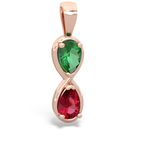 Lab Emerald Lab Created Emerald with Lab Created Ruby Infinity pendant Pendant