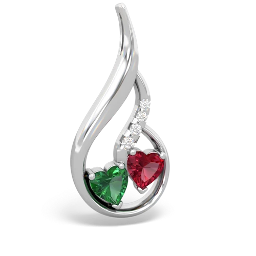 Lab Emerald Lab Created Emerald with Lab Created Ruby Keepsake Curves pendant Pendant