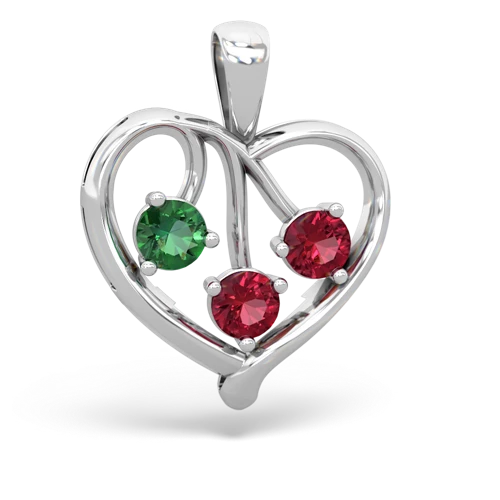 Lab Emerald Lab Created Emerald with Lab Created Ruby and Genuine White Topaz Glowing Heart pendant Pendant