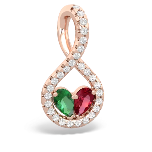 lab emerald-lab ruby pave twist pendant