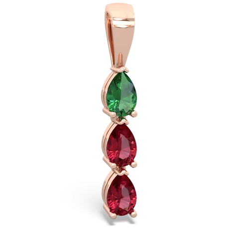 lab emerald-lab ruby three stone pendant