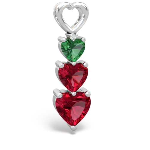 lab emerald-lab ruby three stone pendant