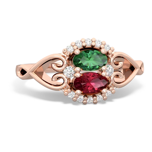 Lab Emerald Lab Created Emerald with Lab Created Ruby Love Nest ring Ring