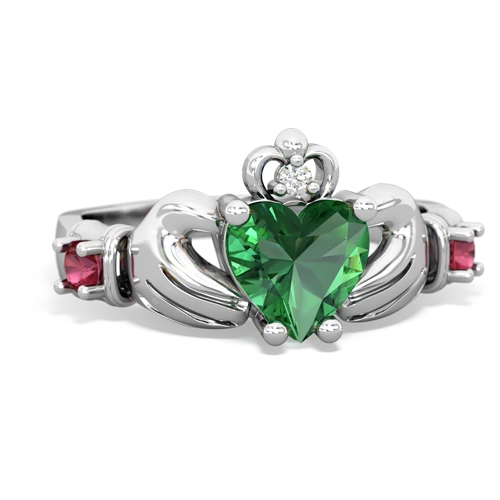 Lab Emerald Lab Created Emerald with Lab Created Ruby and  Claddagh ring Ring