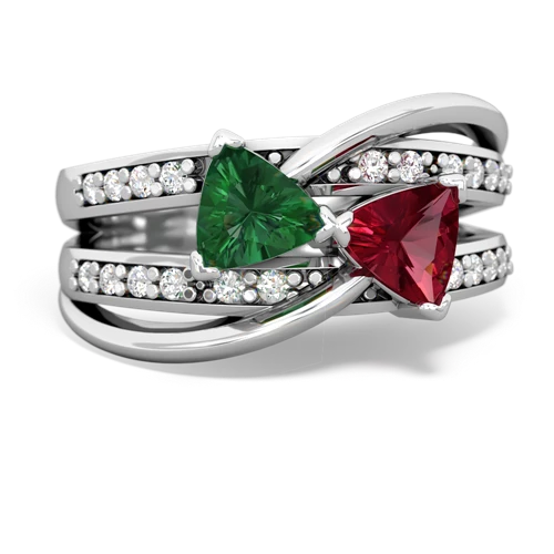 Lab Emerald Lab Created Emerald with Lab Created Ruby Bowtie ring Ring