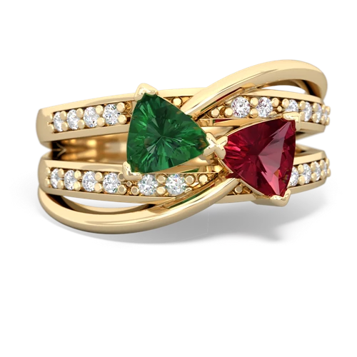 Lab Emerald Lab Created Emerald with Lab Created Ruby Bowtie ring Ring